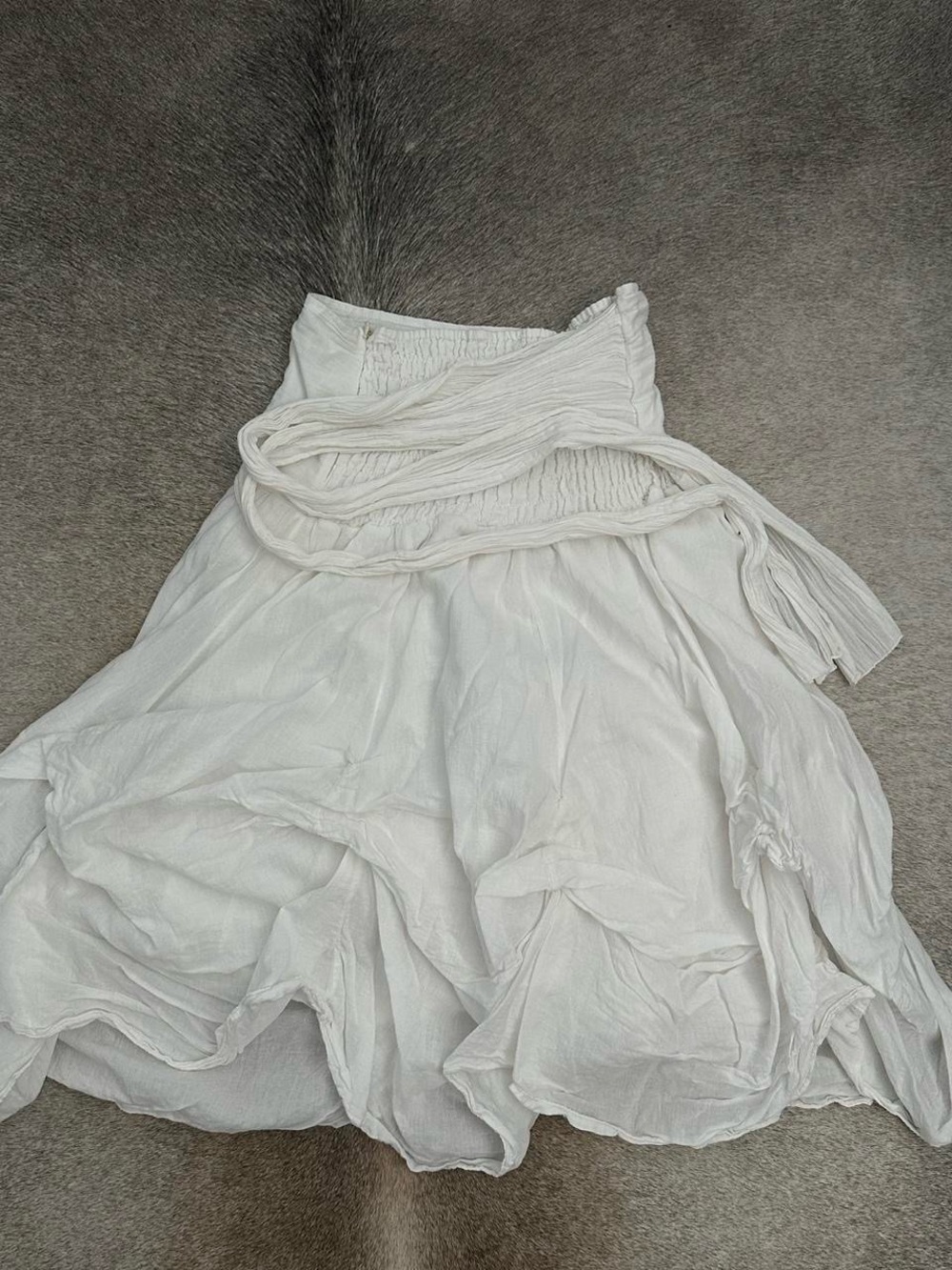 White Flowy Women’s Skirt with Waist Tie